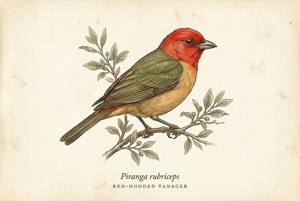 Red-hooded Tanager illustration