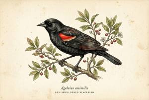 Red-shouldered Blackbird illustration