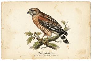 Red-shouldered Hawk illustration