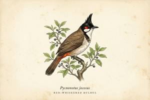 Red-whiskered Bulbul illustration