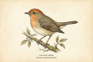 Rufous-headed Robin illustration