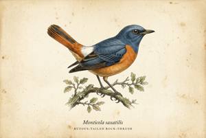 Rufous-tailed Rock-Thrush illustration