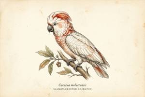 Salmon-crested Cockatoo illustration