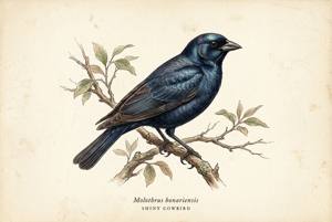 Shiny Cowbird illustration