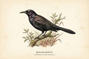 Slender-billed Grackle illustration