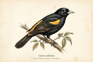 Solitary Black Cacique illustration