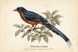 Sri Lanka Blue-Magpie illustration