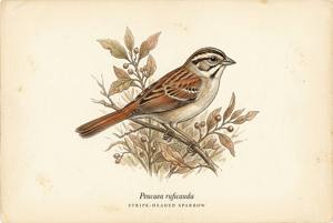 Stripe-headed Sparrow illustration
