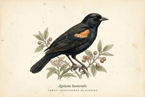 Tawny-shouldered Blackbird illustration