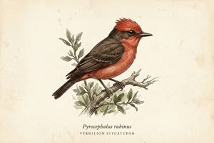 Vermilion Flycatcher illustration