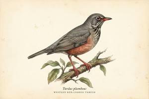 Western Red-legged Thrush illustration