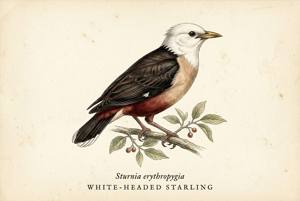 White-headed Starling illustration