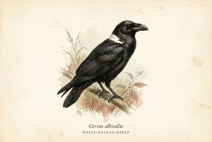 White-necked Raven illustration