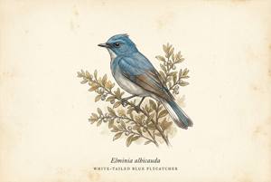 White-tailed Blue Flycatcher illustration