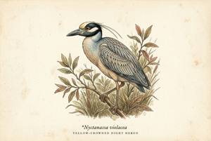 Yellow-crowned Night Heron illustration